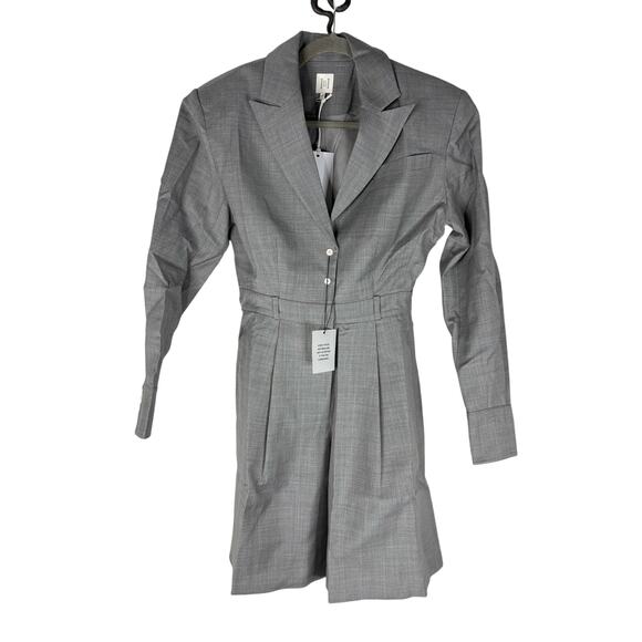 HELSA The Short Meeting 100% Wool Jumpsuit Romper Quiet Luxury Heather Gray M - Picture 2 of 10
